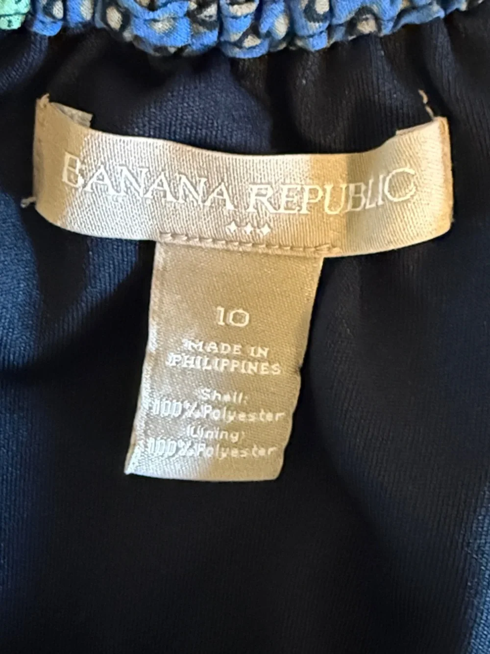 Banana Republic Blue & Aqua Geometric Maxi Dress Spaghetti Strap Size 10 - Picture 7 of 15